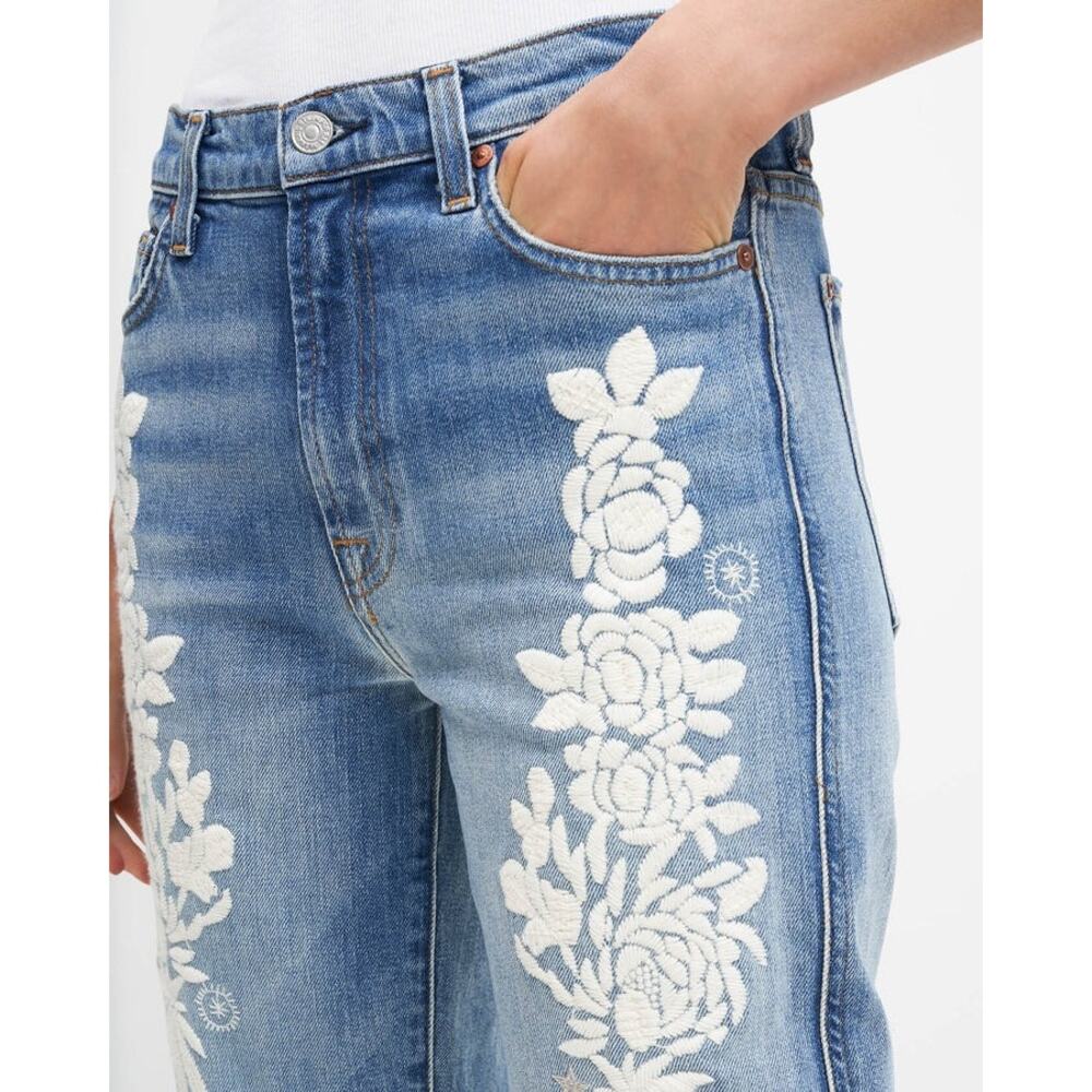 NWT 7 For All Mankind Jeans Easy Slim Embroidered Womens 24 Boho Festival $278 - Picture 3 of 16